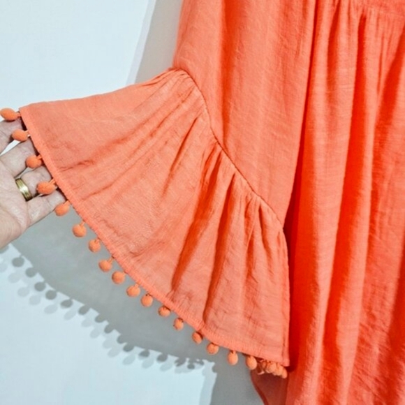 EST. 1946 Women's 18/20W Pink/Coral On/Off The Shoulder Bell Sleeves Peasant Top - Picture 5 of 8